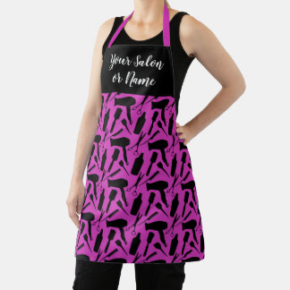 Tablier Salon de coiffure Motif noir rose personnalisé