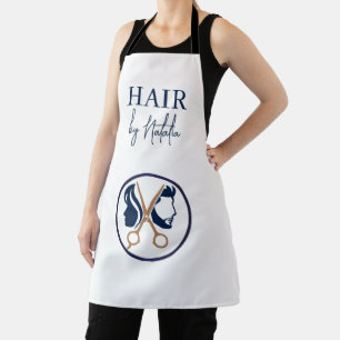 Tablier Salon de coiffure unisexe blanc et bleu élégant Ty