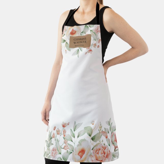 Tablier salon de maquillage fleuri d'été monogram apron (Insitu)
