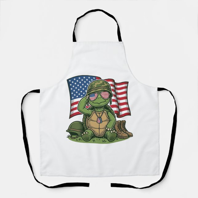 Tablier Salut de tortue patriotique Vector Design_1 (Recto)