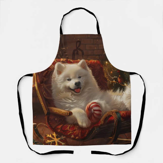 Tablier Samoyed Chien Festive de Noël (Recto)
