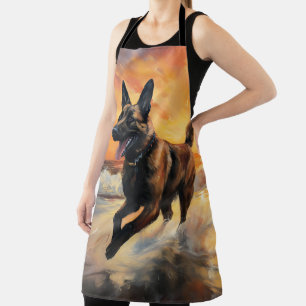 Tablier Sandy Paws Chien Malinois Belge sur le coucher du 
