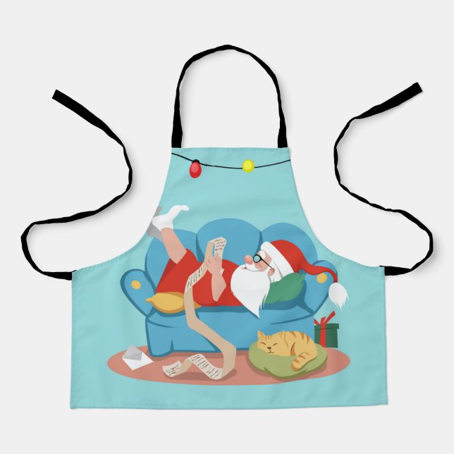 Tablier Santa Claus on the couch in pajamas (Recto)