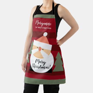 Tablier Santa Claus Red Stried Ajouter un nom Joyeux Noël