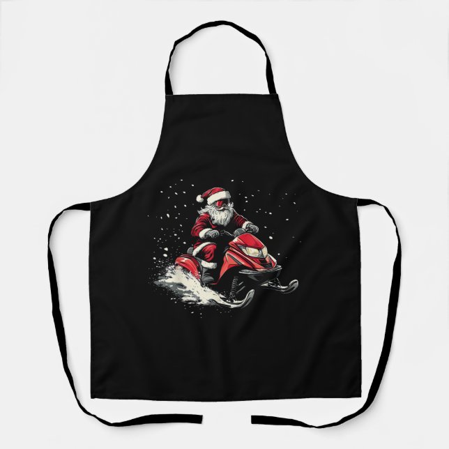Tablier Santa Claus Snowmobile Motor Sled Funny Christmas (Recto)