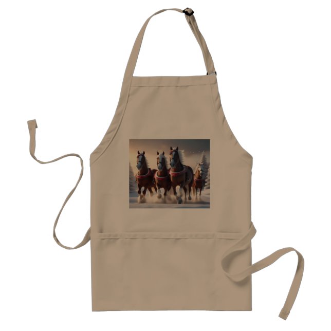 Tablier Santas Chevaux de Neige de Noël, (Devant)