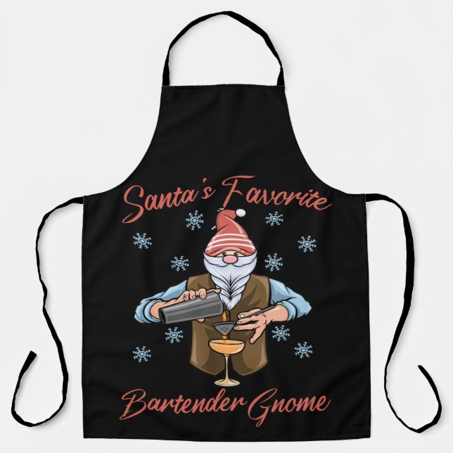 Tablier Santas Favori Bartender Gnome (Recto)