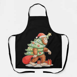 Tablier Sapin de Noël Bigfoot Sasquatch Lumières de Noël
