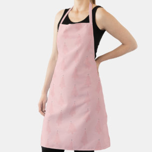 Tablier Sapin de Noël élégant à accent gris rose pâle