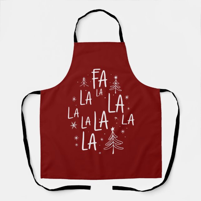 Tablier Sapin de Noël Mignon Fête Fa La La La Cozy (Recto)