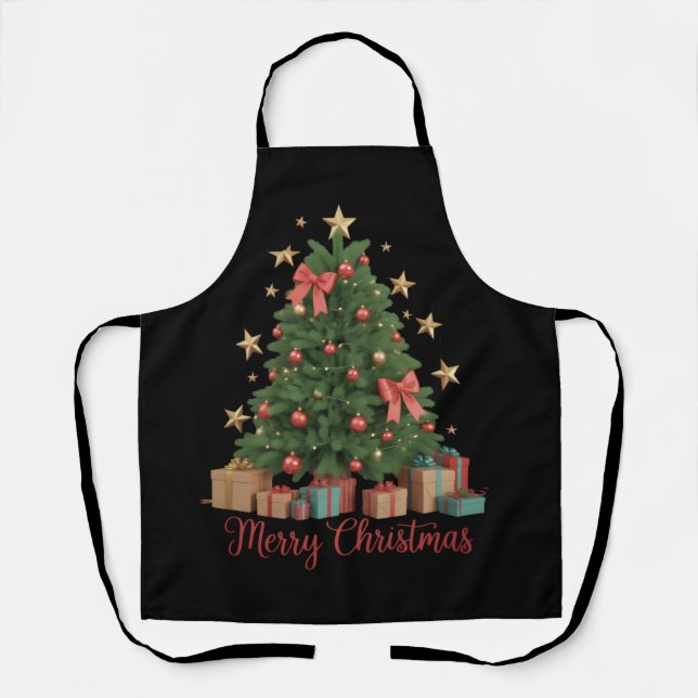 Tablier Sapin de Noël Vacances Hiver Cadeau  (Recto)