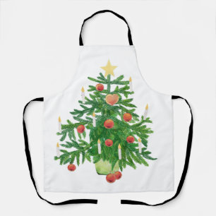 Tablier Sapin de Noël Vintage avec une Étoile Blanche