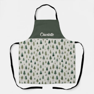 Tablier Sapins de Noël de Ferme sur Crème Chaude
