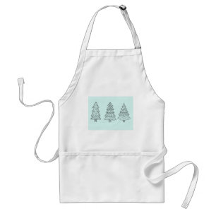 Tablier Sapins de Noël élégants et stylés bleu pastel givr