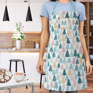 Tablier Sapins de Noël pastel Monogrammés Cuisine