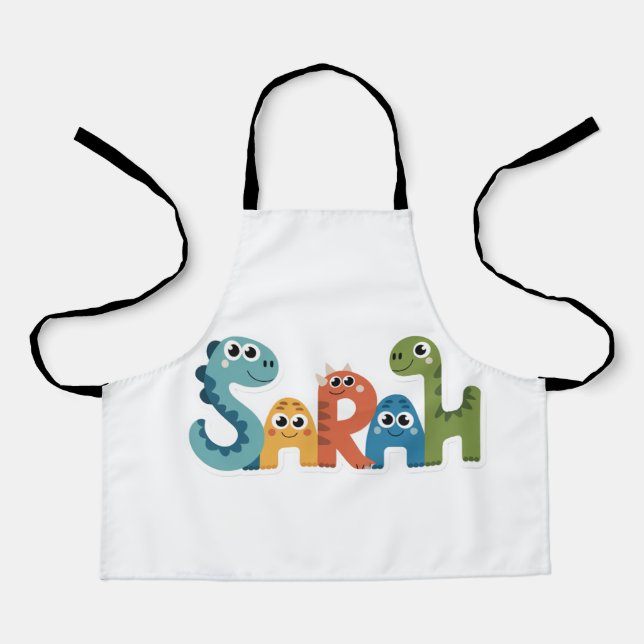 Tablier Sarah Dinosaur Nom Cute Dino Lettres Design (Recto)