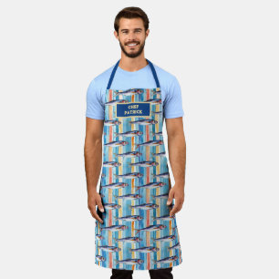 Tablier Sardine Poisson Motif rayé Eau salée Poisson Chef
