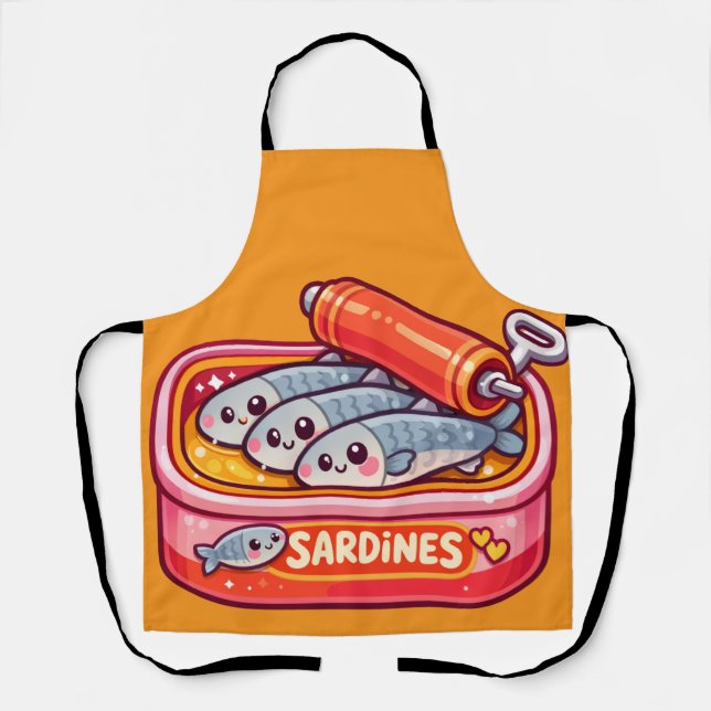 Tablier Sardines Mignonnes Dessin Animé Poisson (Recto)