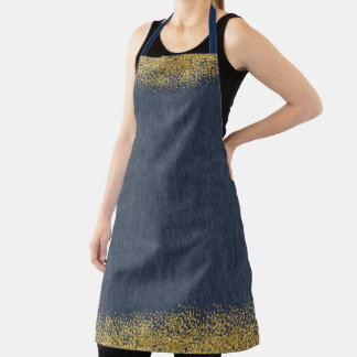Tablier Sassy Chic Faux Denim et Gold Parties scintillant