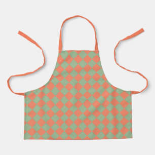 Tablier Saumon vert olive rose Checker Motif diamant