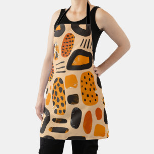 Tablier "Savanna Pop : Vibes tribales en orange et noir"