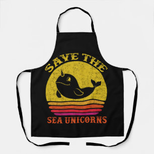 Tablier Save the Sea Unicorns Retro Narwhal
