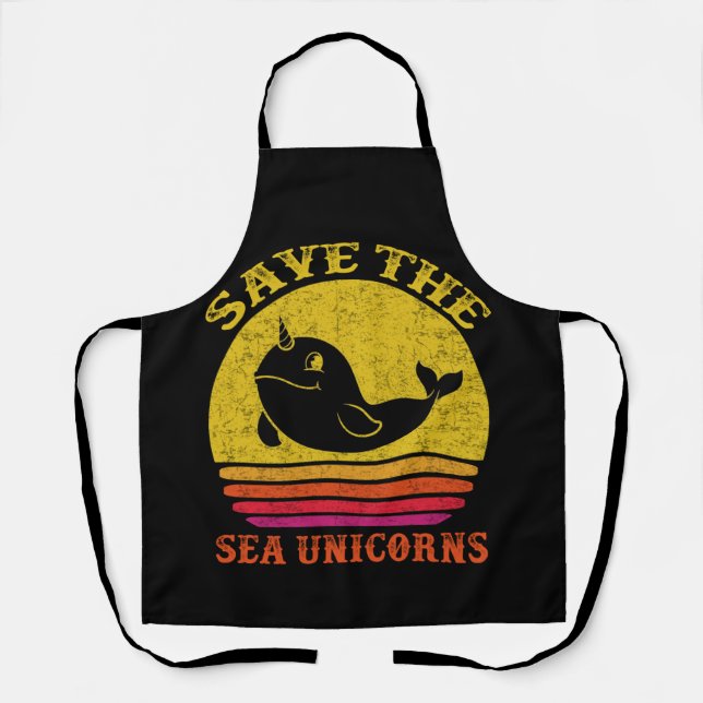 Tablier Save the Sea Unicorns Retro Narwhal (Recto)