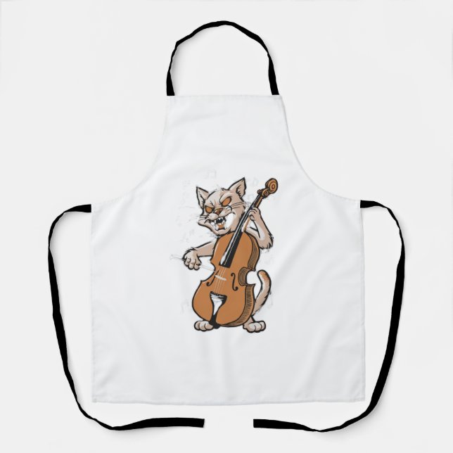 Tablier Scandale Cat Musicien Jouer Cello (Recto)