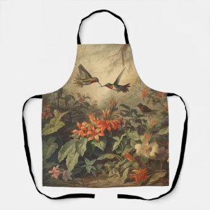 Tablier Scène botanique vintage d'hummingbirdet de fleurs