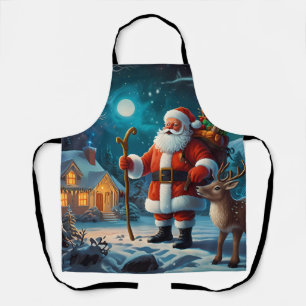 Tablier Scène de célébration joyeuse de Noël en hiver