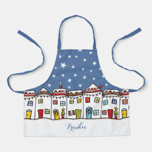 Tablier Scène de neige dans la rue de Noël