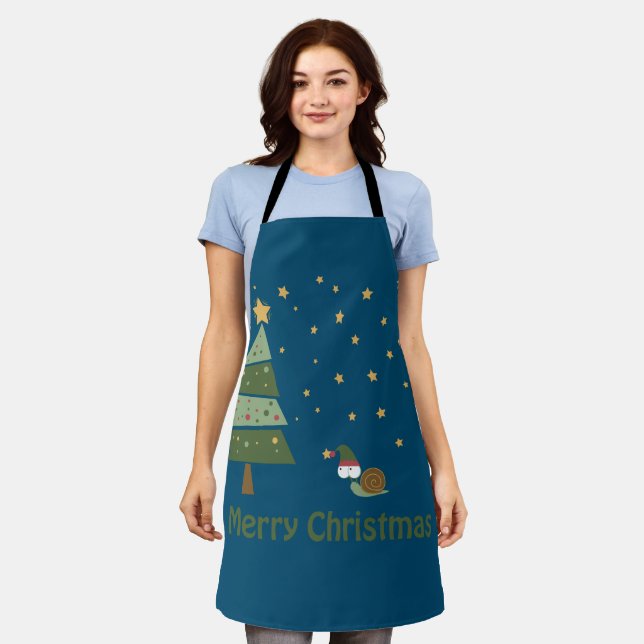 Tablier Scène de Noël de l'escargot d'elfe (Porté)