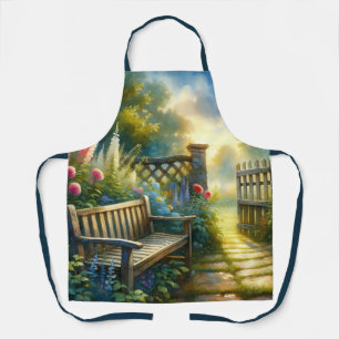 Tablier Scène de porte de chemin de jardin ensoleillé