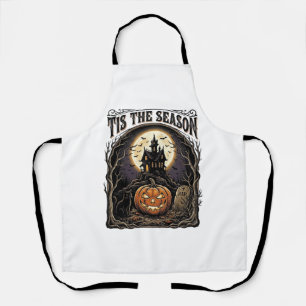 Tablier Scène de saison vintage citrouille chat Halloween