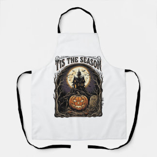 Tablier Scène de saison vintage citrouille chat Halloween