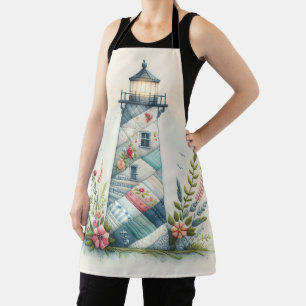 Tablier Scène florale côtière du phare patchwork
