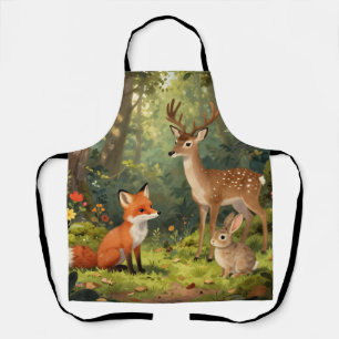 Tablier Scène mignonne d'animaux de la forêt