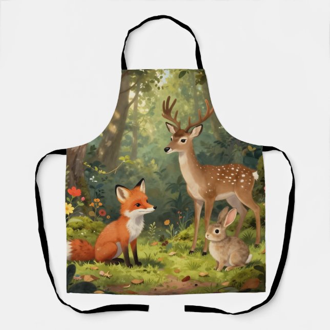 Tablier Scène mignonne d'animaux de la forêt (Recto)