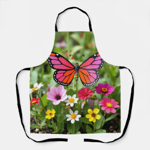 Tablier Scène vibrante de jardin avec papillon monarque