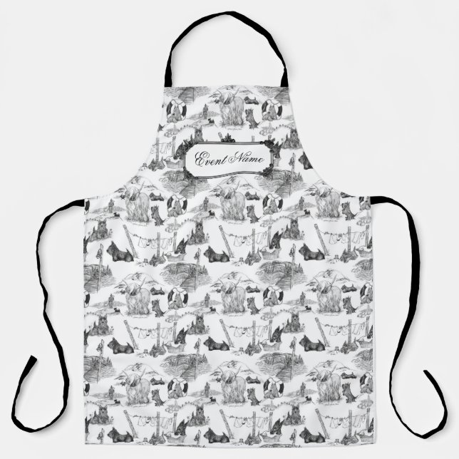 Tablier SCOTTISH Terrier Black Toile avec nom personnalisé (Recto)