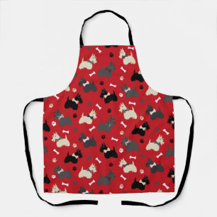 Tablier Scottish Terrier Paws and Bones Red
