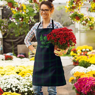 Tablier Scottish Thistle on Dark Tartan Custom Name