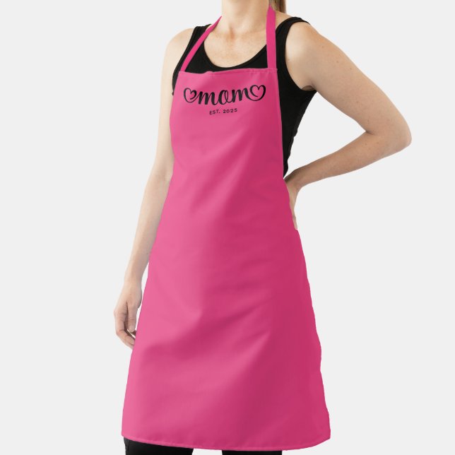 Tablier Script Coeurs Mignons Rose et Noir pour Maman (Insitu)