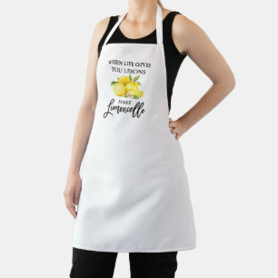 Tablier Script de brosse Limoncello Aquarelle Lemons Blanc