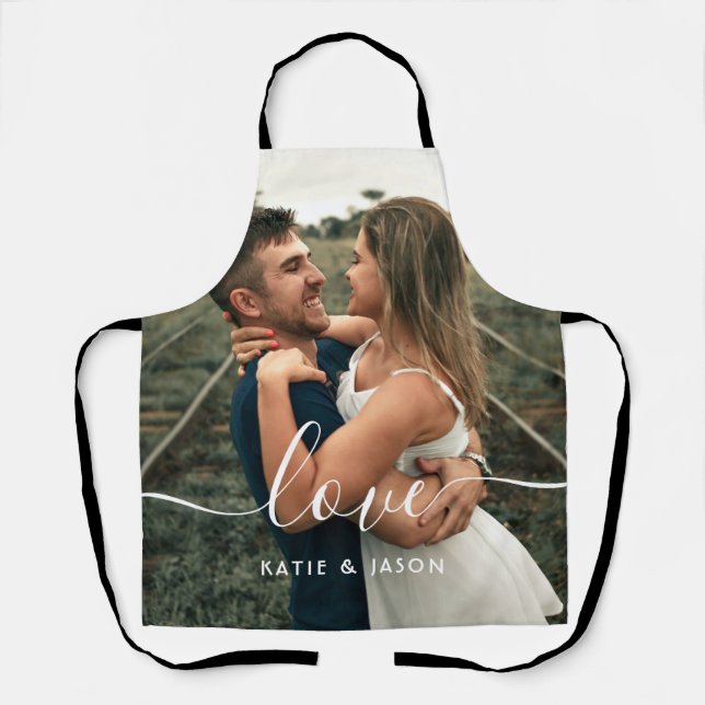 Tablier Script Love Photo Mariage (Recto)