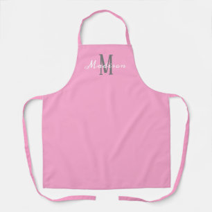 Tablier Script moderne rose blanc chic femmes personnalisé