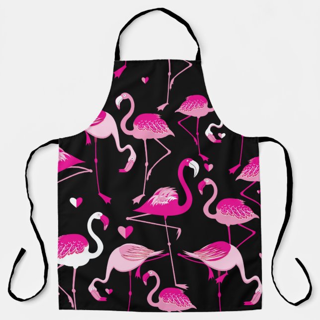 Tablier Seamless pattern from pink flamingos on a dark bac (Recto)