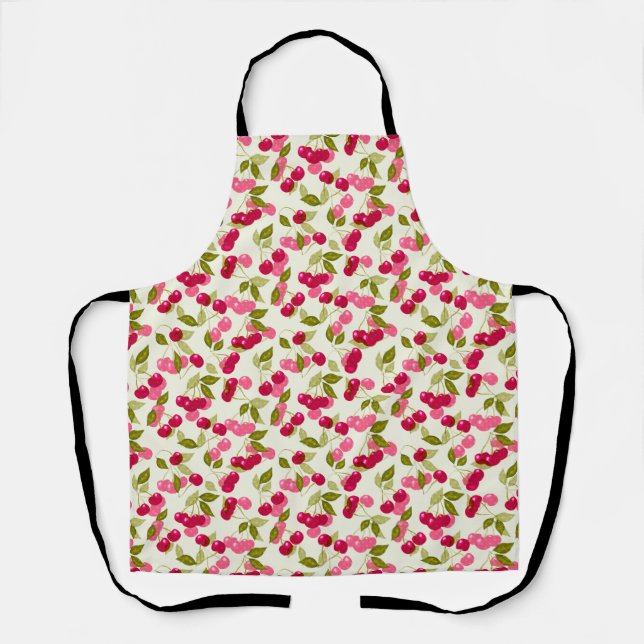 Tablier Seamless red cartoon cherry berry cute pattern whi (Recto)