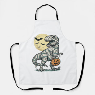 Tablier Seau de bonbons T-Rex momie Halloween Vecteur vint