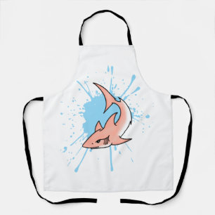 Tablier semaine de requin rose dessin animé tatouage art o